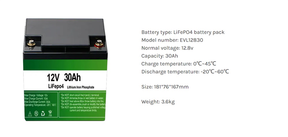 12V 30Ah LiFePO4 Battery Pack
