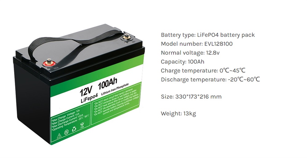 Lithium iron phosphate lifepo4 battery 12V 100ah