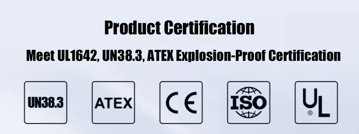 UN38.3UL1642ATEX Explosion-proof certification